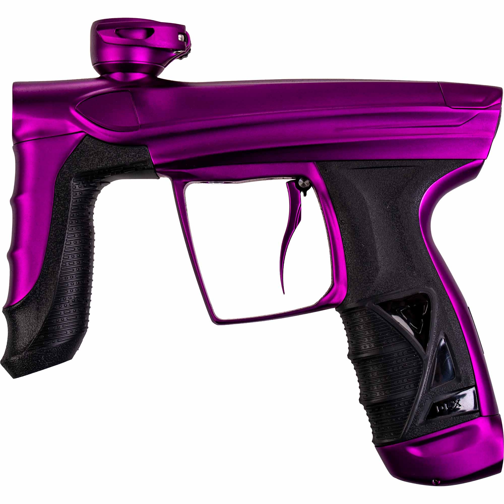 Paintball-Waffe, Lila Farbe, Schwarzer Griff, Auslöser, Düsenschutz