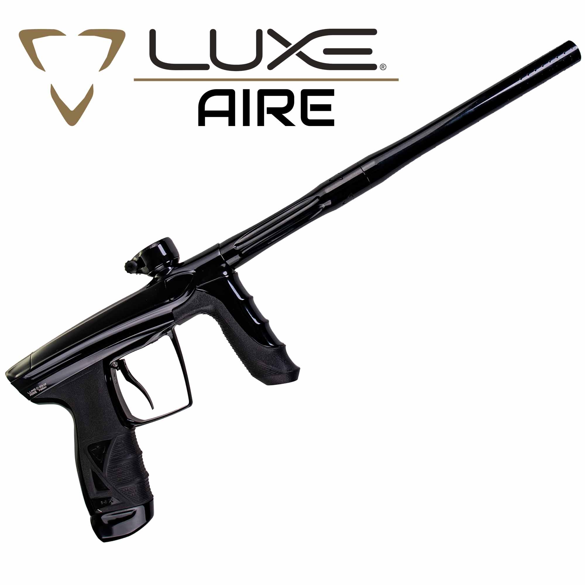 DLX Luxe® AIRE marker, polished black Paintball-Pistole, Luftgewehr, Schwarz, Langrohr, Griff
