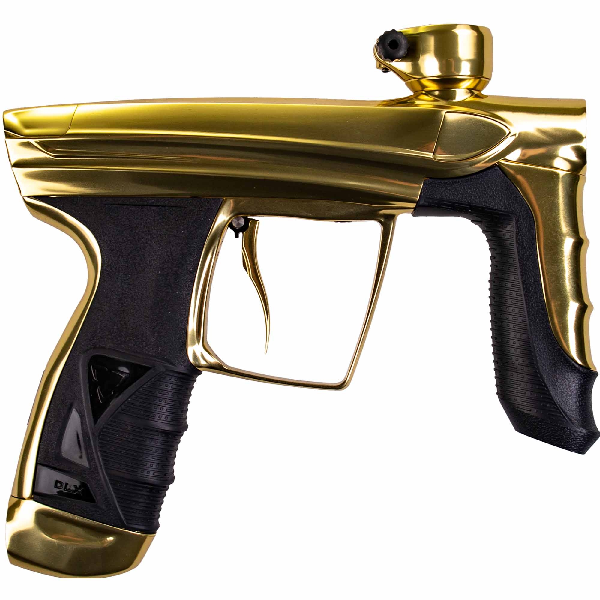 DLX Luxe® AIRE marker, polished gold paintball-markers, golden-color, black-handle, sport-weapon, airgun