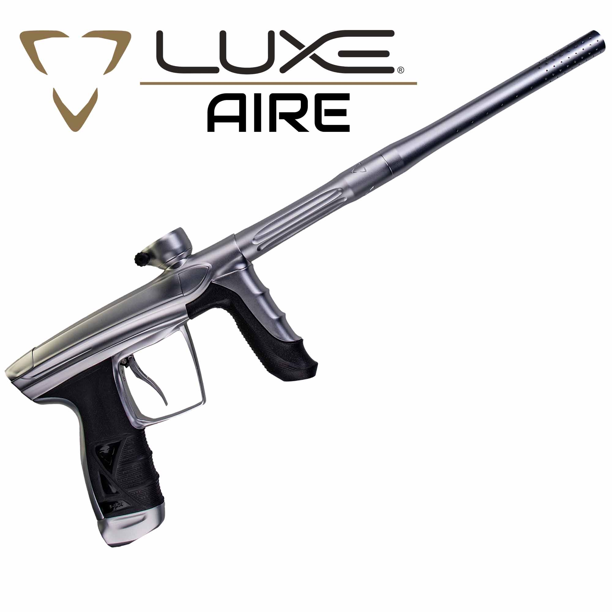 DLX Luxe® AIRE marker, dust white Paintballmarker, Gasbetrieben, Metallisch, Langer Lauf, Griffstoß